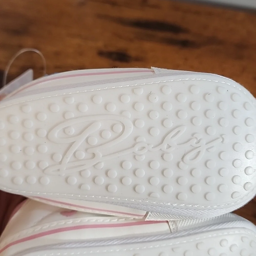 Baby Fashion Shoes White with Heart Accents Unisex Pu Leather Anti Slip Soft